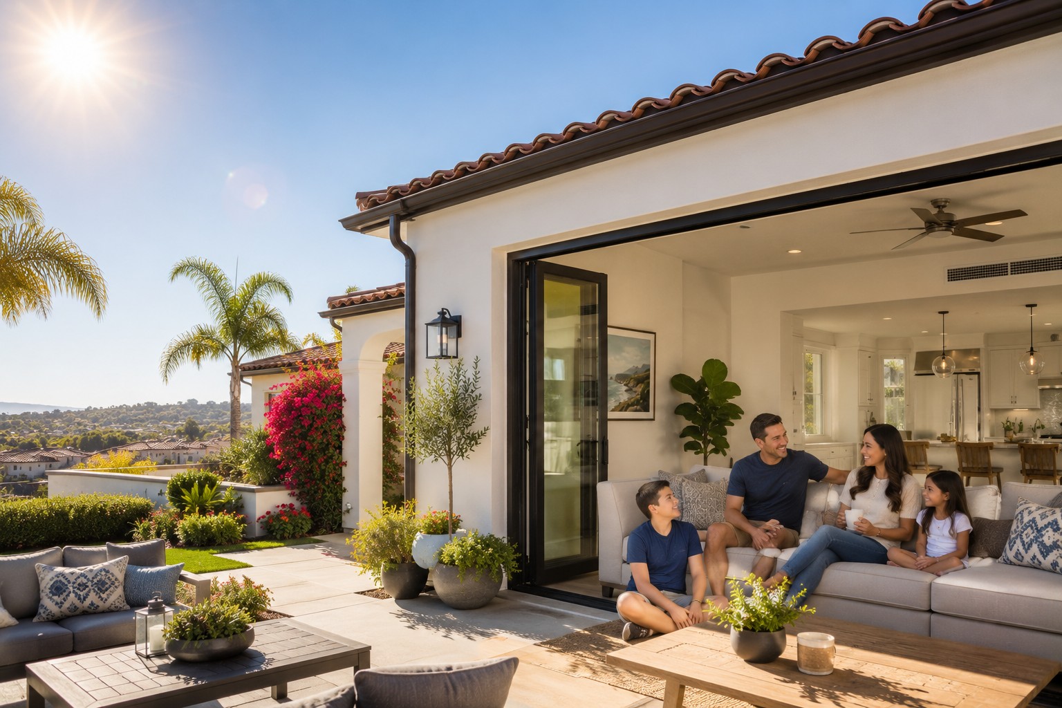 Comfortable Orange County family at home after HVAC repair