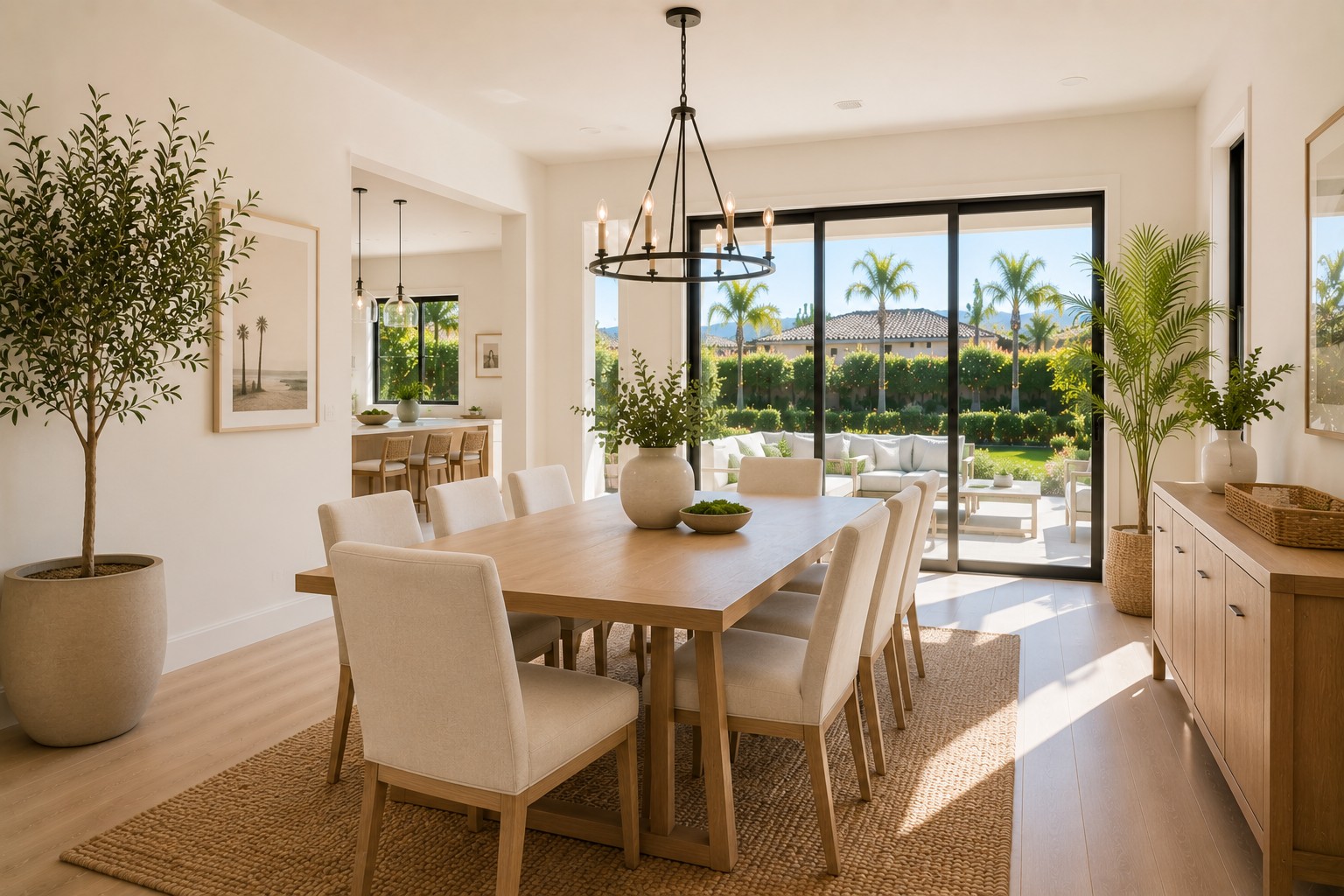 Bright comfortable Orange County dining room after AC replacement